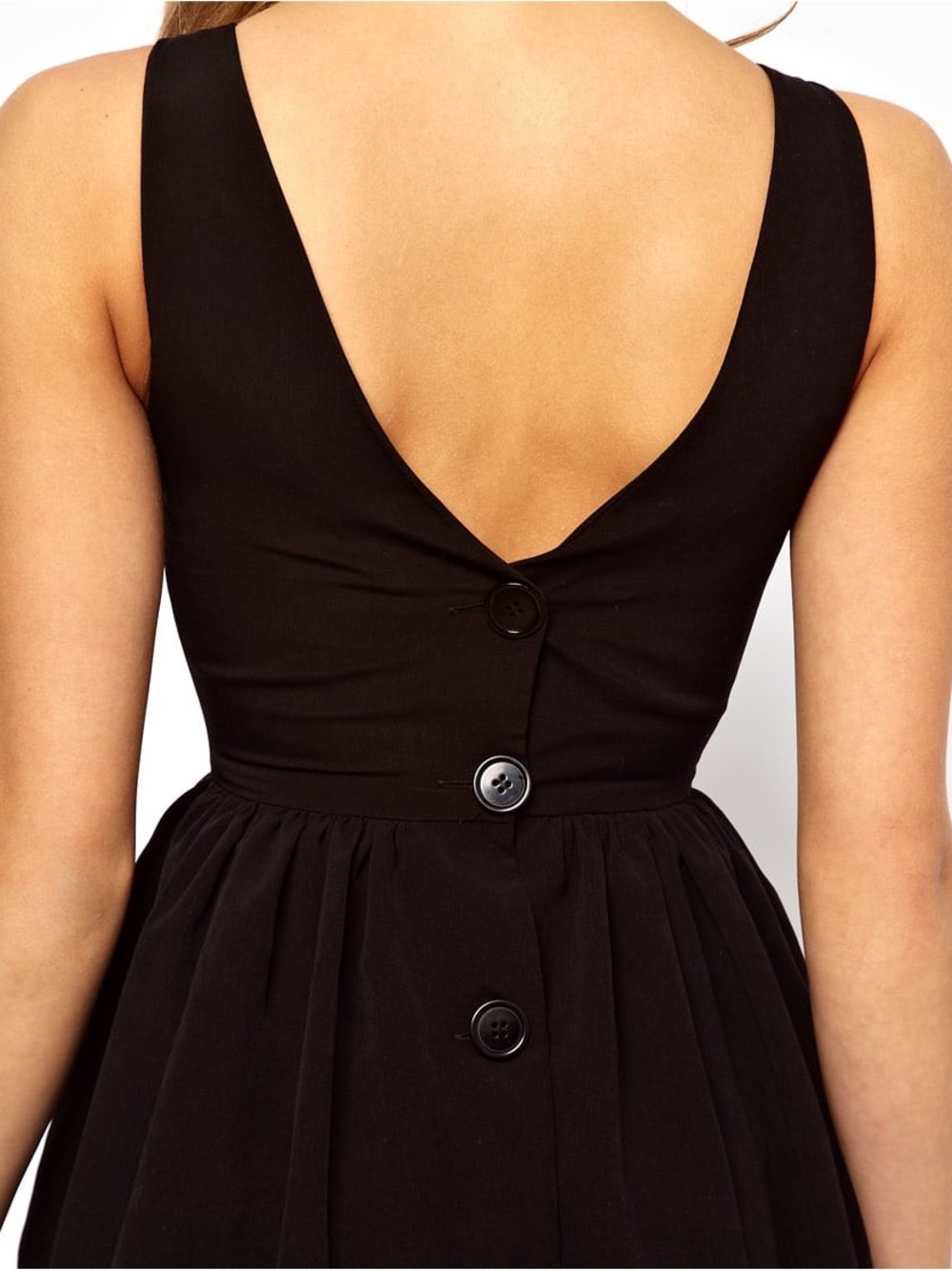 American Apparel Women's Black Button Back Swing Dress